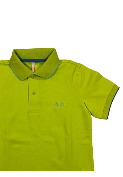 Children's fluorescent green cotton polo shirt SUN68 | A34313/SUVERDE FLUO